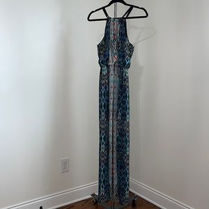 B. Darlin Halter Printed Chiffon Maxi Dress